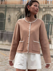 Manteau d'hiver élégant en maille patchwork