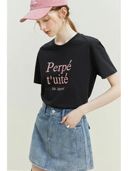 T-shirt ample à broderie de lettres tendance