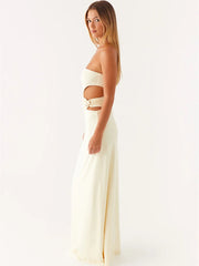 Robe longue bustier en métal ajouré