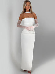 Robe maxi bustier dos nu à foulard