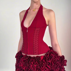 Corset court rouge Gyaru