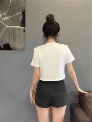 T-shirt imprimé slim crop top