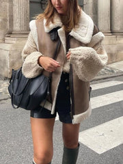Gilet sans manches patchwork à col en V