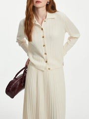 Ensemble cardigan en maille laine grise et blanche