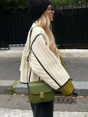 Manteau décontracté matelassé en coton contrasté