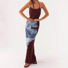Robe de vacances dos nu fleurie à bretelles