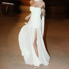 Robe longue transparente fendue dos nu en maille