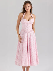 Robe midi bustier à imprimé floral