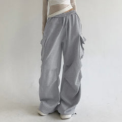 Pantalon cargo à cordon de serrage uni