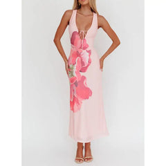 Robe de vacances longue en résille tie-dye à lacets