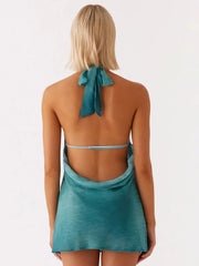 Robe de vacances tie-dye dos nu à épaules dénudées et découpes