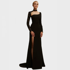Robe de bal sirène simple à une épaule avec application