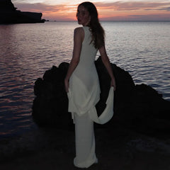Robe midi blanche transparente à débardeur