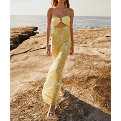 Robe de vacances bustier à nœud ajouré