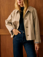 Trench-coat à carreaux à revers