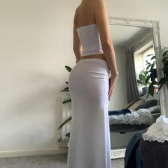 Ensemble deux pièces jupe bustier moulante sans bretelles