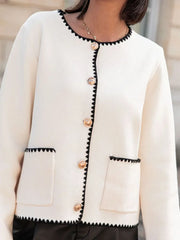 Manteau d'hiver élégant en maille patchwork