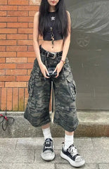Pantalon camouflage à mollet droit