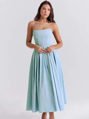 Robe midi plissée bustier trapèze