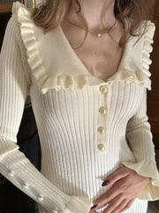 Robe maxi rétro en maille cintrée à volants