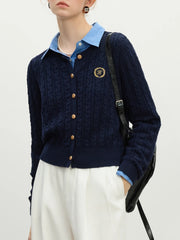 Cardigan en maille à col rond ajouré pour le bureau