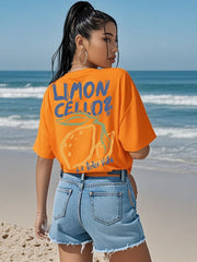 T-shirt ample en coton à motif citron