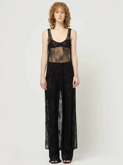 Robe de vacances sans manches à col en U et dentelle transparente
