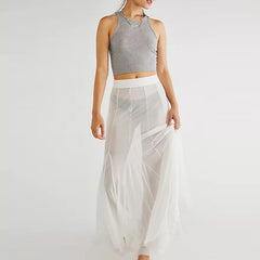 Jupe vintage en tulle transparent à volants