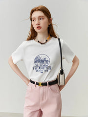T-shirt blanc décontracté à épaules dénudées