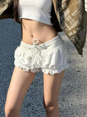 Short en jean taille basse à fermeture éclair