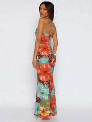 Robe de vacances deux pièces à imprimé léopard, dos nu et crop top dos nu lacé