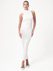 Robe de vacances moulante transparente à épaules dénudées