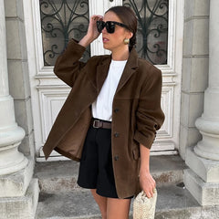 Manteau vintage en daim marron