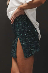Mini-jupe blanche à sequins taille basse