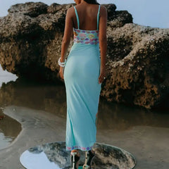Robe de vacances à sequins et col carré