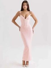 Robe midi moulante à bretelles en résille