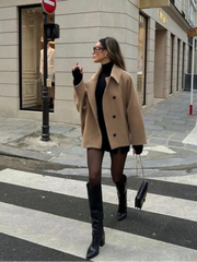 Manteau long ample en laine bordeaux à poches