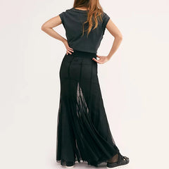 Jupe vintage en tulle transparent à volants