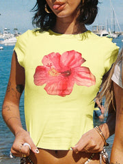T-shirt bébé court à manches courtes et imprimé floral