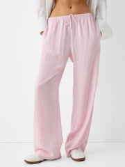 Pantalon droit rayé rose et bleu
