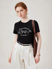 T-shirt noir slim imprimé nœud papillon