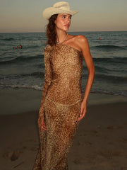 Robe de vacances asymétrique à imprimé léopard