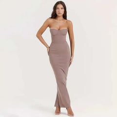 Robe midi bustier moulante dos nu