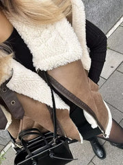Gilet sans manches patchwork à col en V