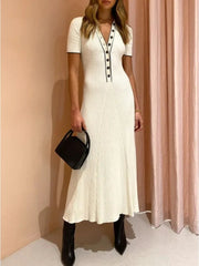 Robe maxi décontractée en maille côtelée cintrée