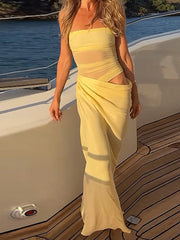 Robe midi moulante dos nu en maille
