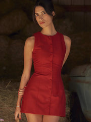 Robe de vacances mini moulante sans manches à col rond