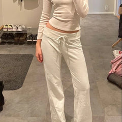 Pantalon rose basique taille basse