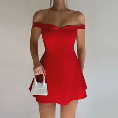 Robe mini rouge bustier dos nu trapèze