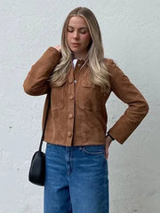 Manteau marron à simple boutonnage cintré
